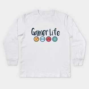 gamer life awesome gaming style Kids Long Sleeve T-Shirt